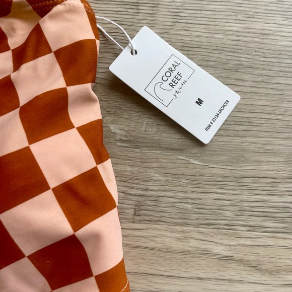 NWT | Checkered Bikini Top | Tankini for Women | M (8-10) | Coral Reef - Picture 8 of 8